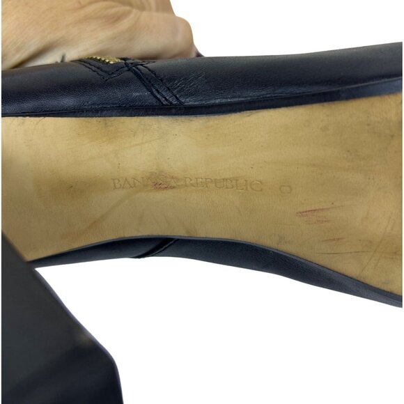 Banana Republic Women's Sz. 8M Tall Black Leather Stiletto Heeled Boots Gold Zip - Picture 9 of 16
